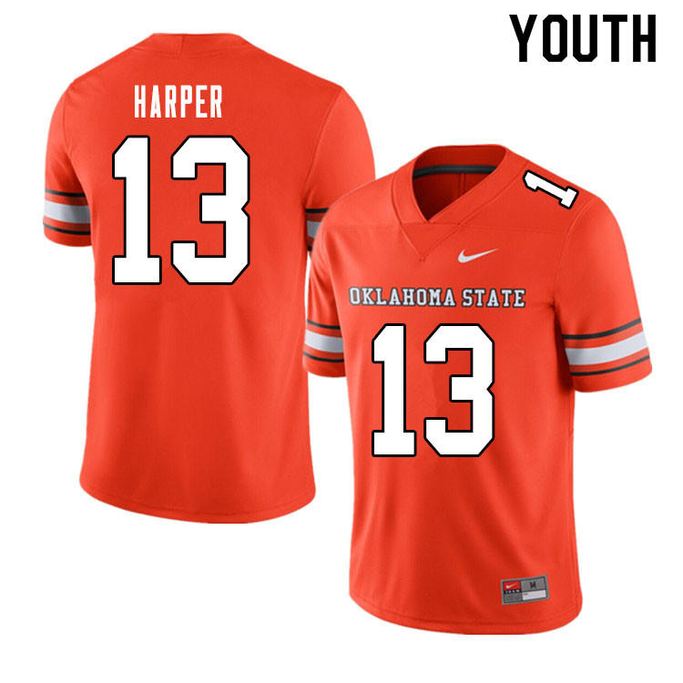 Youth #13 Thomas Harper Oklahoma State Cowboys College Football Jerseys Sale-Alternate Orange - Click Image to Close